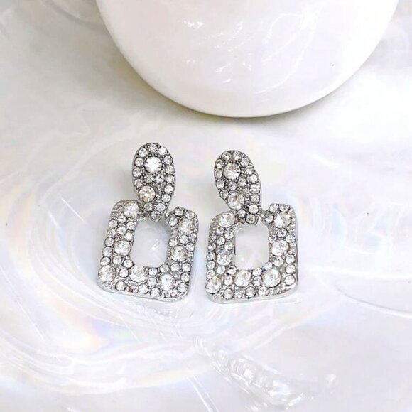 Jewelry - Elegant Rhinstone Silver Drop Earrings For women